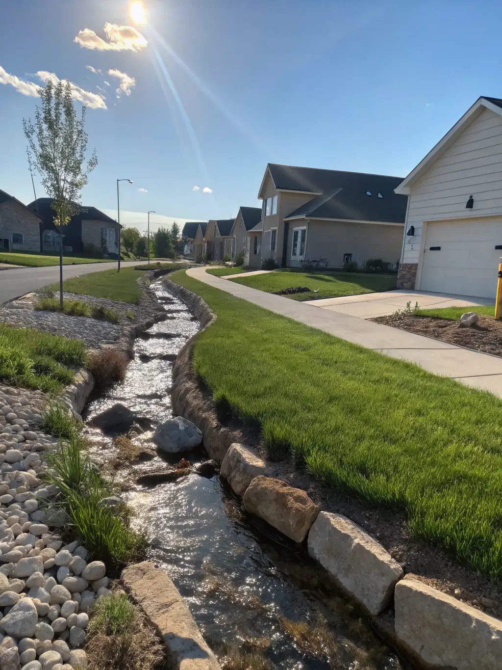 A completed civil works project, such as a well-constructed stormwater drainage system, demonstrating Castle Reagh Group Services' commitment to building infrastructure that lasts.